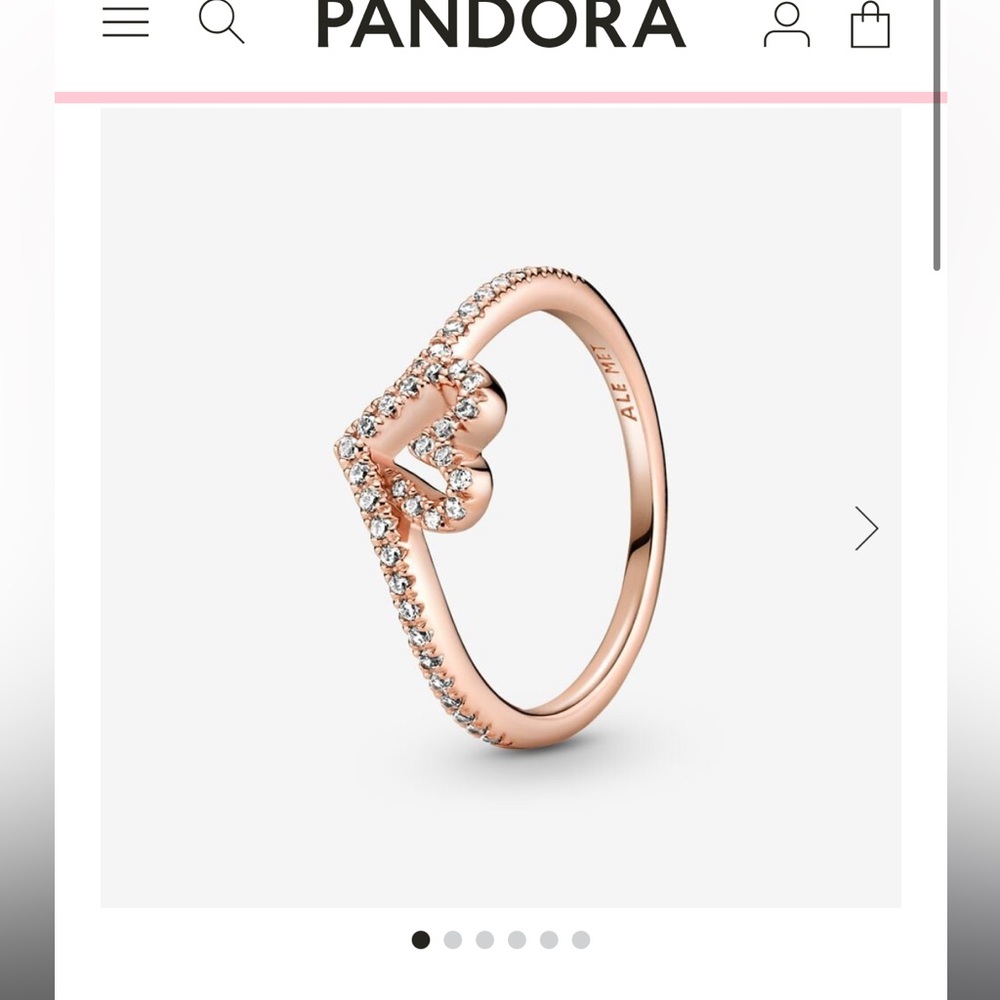 pandora sparkling wishbone heart ring!! rose gold